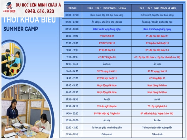 Thời khoá biểu du học hè Anh ngữ SMEAG