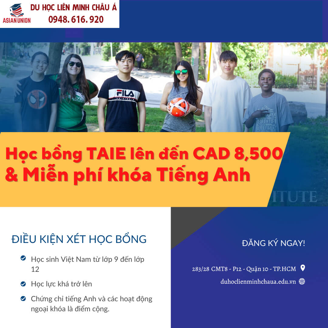 Du học Canada tại TAIE với học bổng lên tới $8,500 CAD cùng khoá học tiếng Anh miễn phí