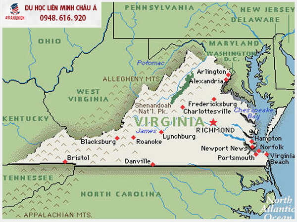 Vị trí và khí hậu tại bang Virginia