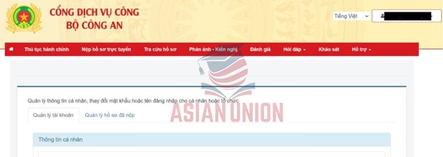 Truy cập và đăng nhập vào tài khoản ở Cổng Dịch vụ công trực tuyến của Bộ Công an