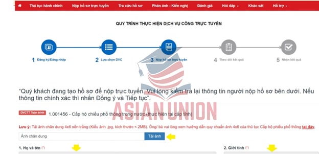 điền thông tin hồ sơ hộ chiếu online tại nhà