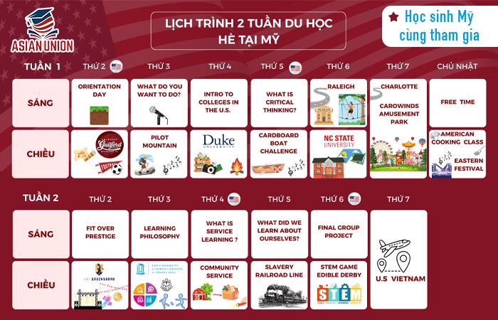 Lịch trình du học hè Mỹ trường đại học Guilford