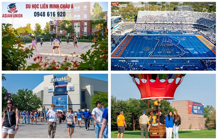 Khuôn viên trường Boise State University xanh mát hiện đại